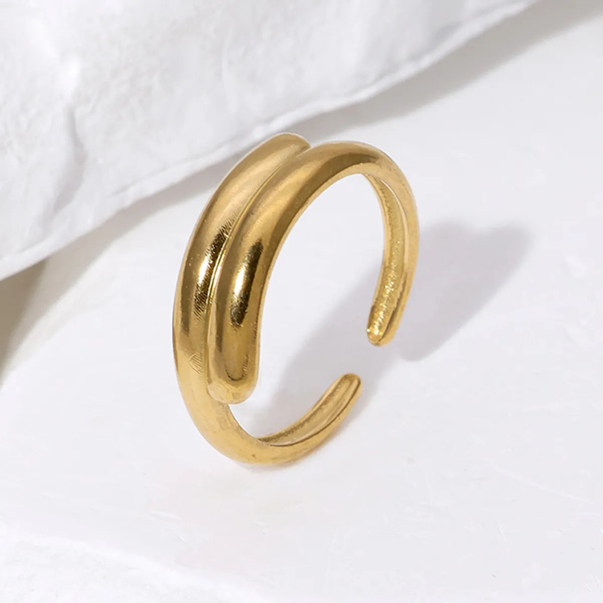 Wholesale Jewelry Simple Style Classic Style Korean Style Lines 304 Stainless Steel 18K Gold Plated Open Rings