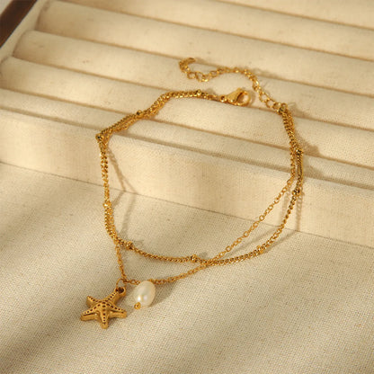 Wholesale Jewelry Simple Style Classic Style Korean Style Starfish 304 Stainless Steel Anklet