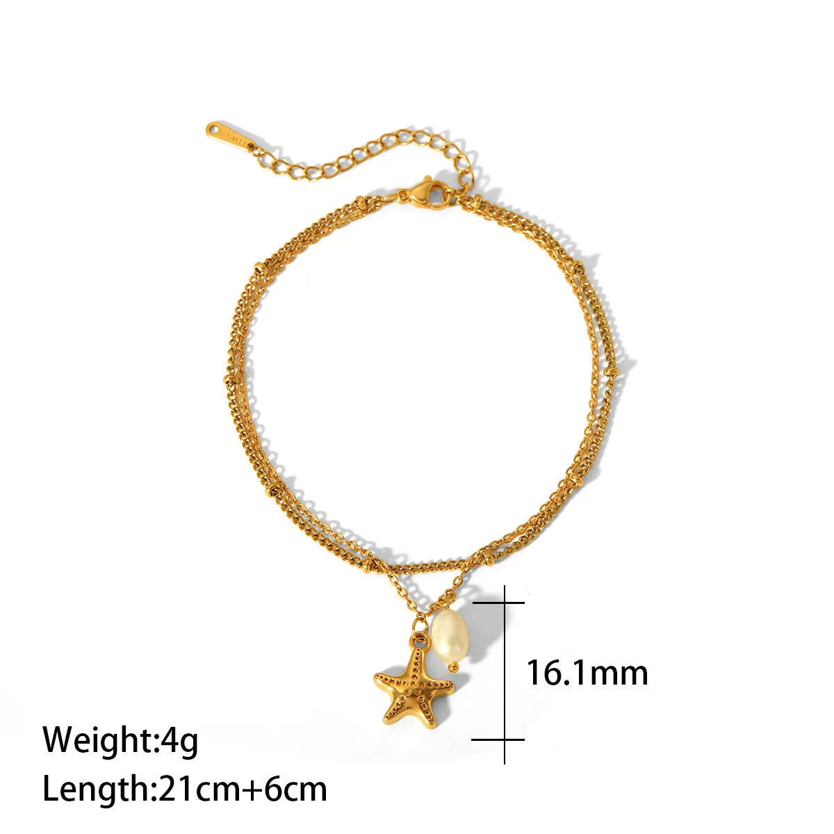 Wholesale Jewelry Simple Style Classic Style Korean Style Starfish 304 Stainless Steel Anklet