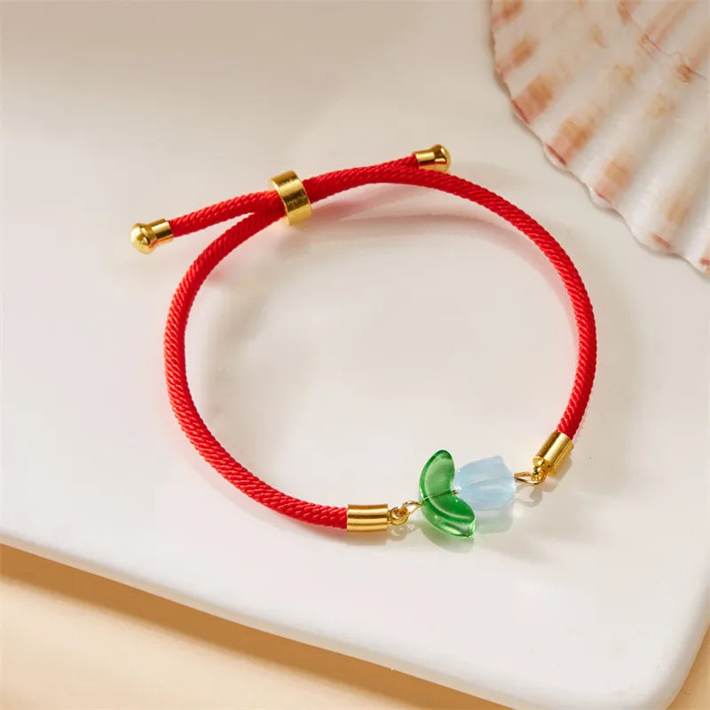 Simple Style Classic Style Leaf Resin Rope Wholesale Drawstring Bracelets