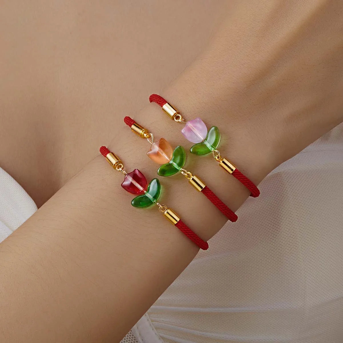 Simple Style Classic Style Leaf Resin Rope Wholesale Drawstring Bracelets