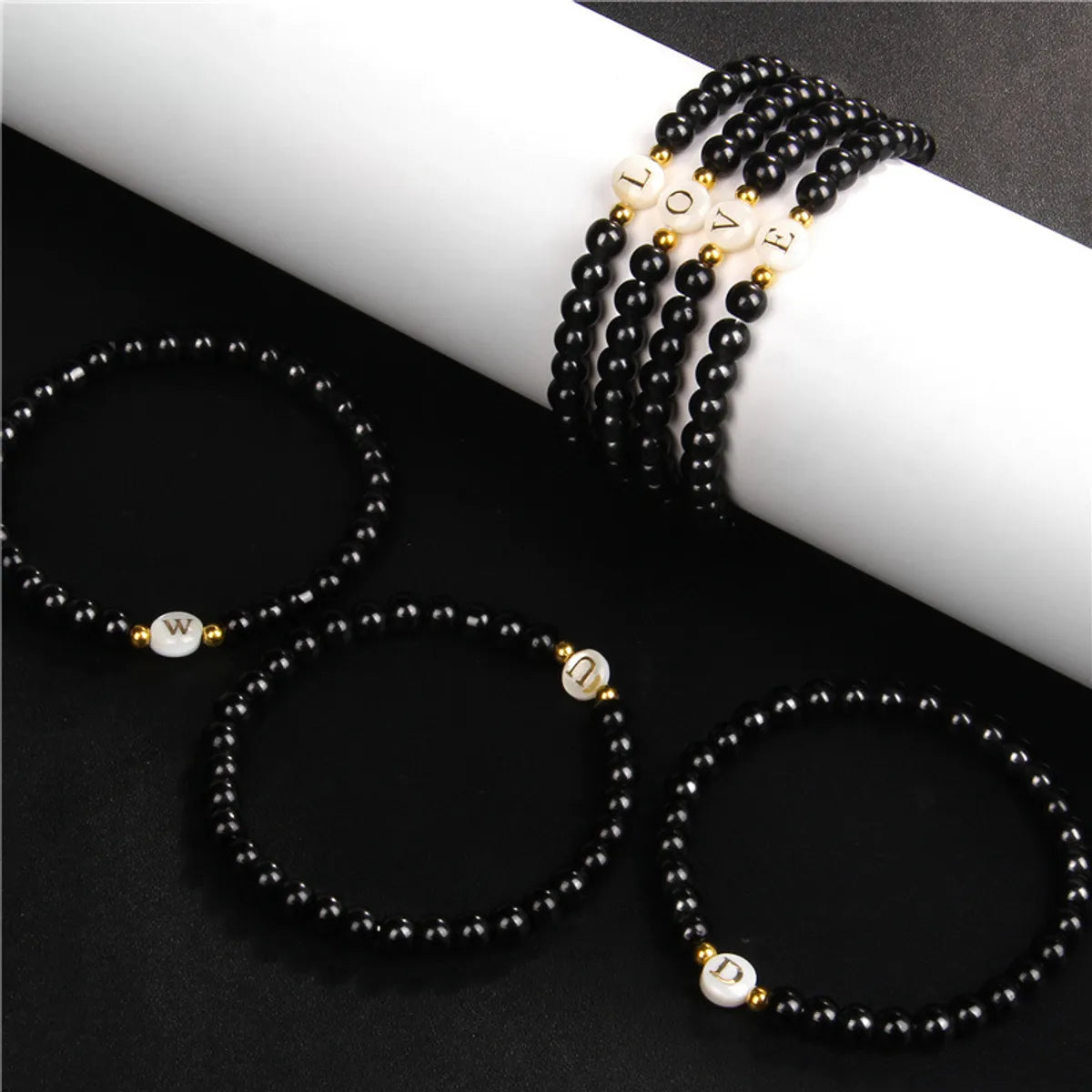 Wholesale Jewelry Simple Style Classic Style Letter Glass Glass Beaded Bracelets