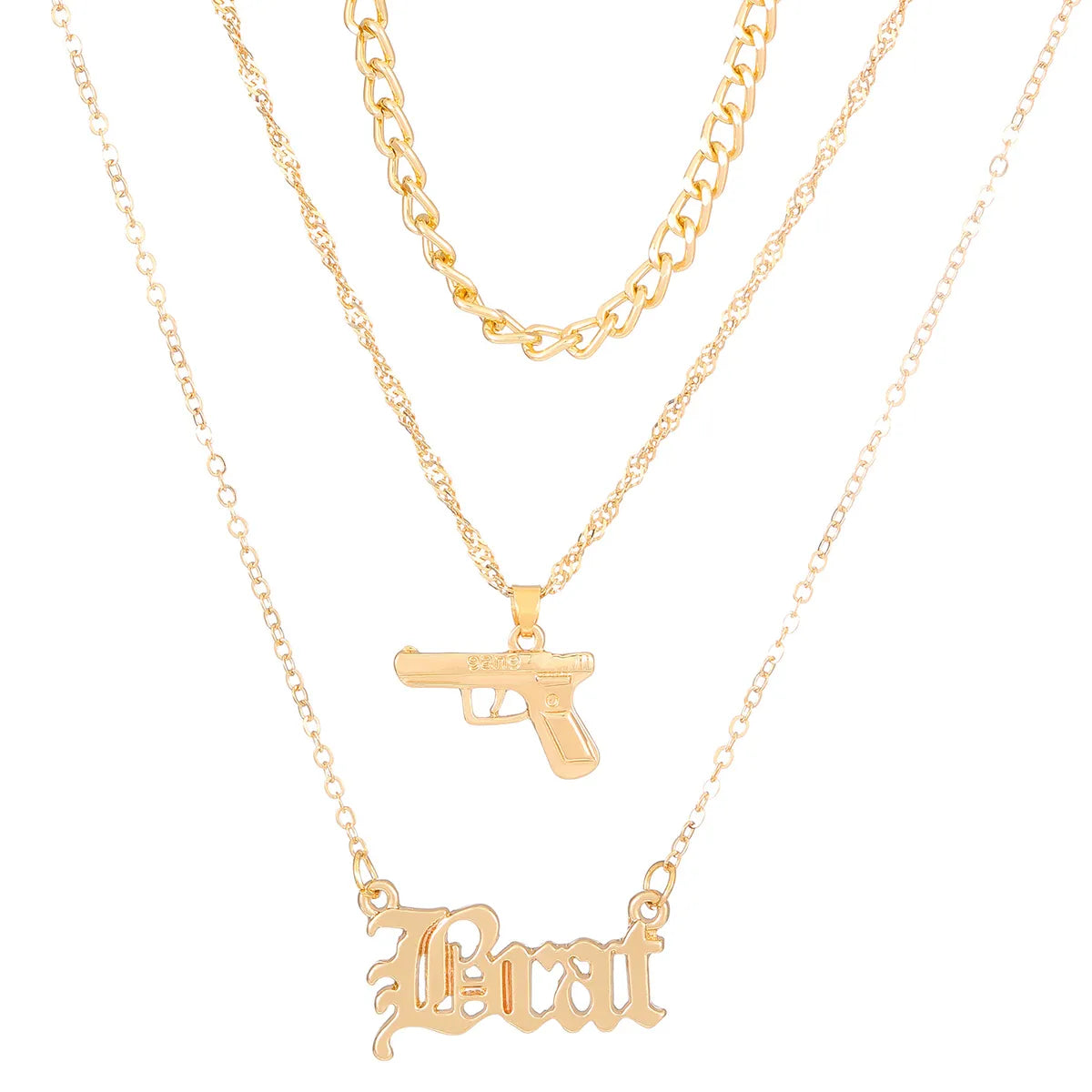 Wholesale Jewelry Simple Style Classic Style Letter Pistol Alloy Layered Necklaces