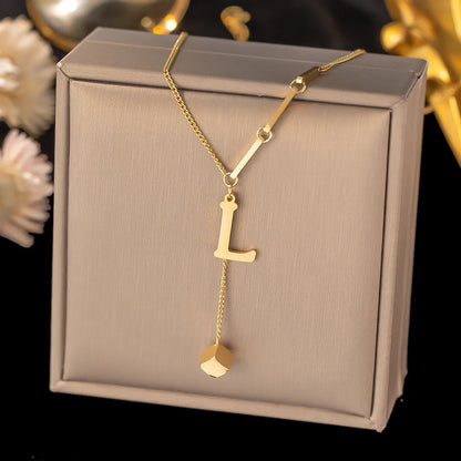 Wholesale Jewelry Simple Style Classic Style Letter Titanium Steel Plating Pendant Necklace