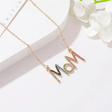 Wholesale Jewelry Simple Style Classic Style Letter Zinc Alloy Zircon Inlay Pendant Necklace