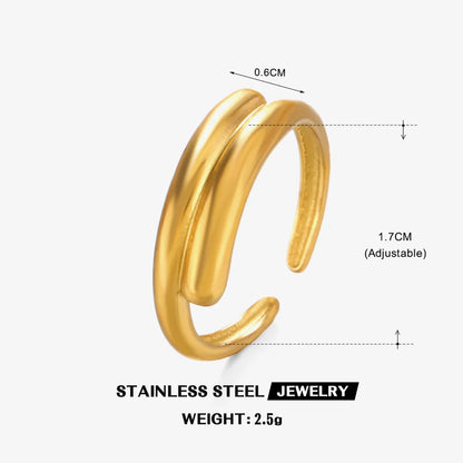 Wholesale Jewelry Simple Style Classic Style Lines 304 Stainless Steel 18K Gold Plated Plating Open Rings