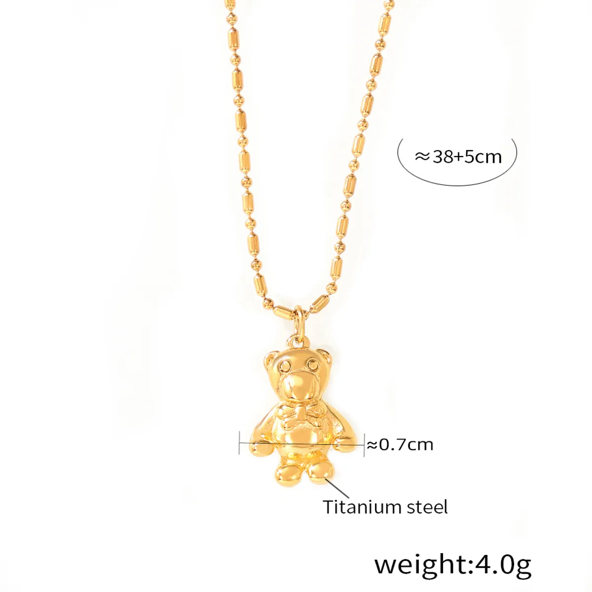 Wholesale Jewelry Simple Style Classic Style Little Bear Cat 304 Stainless Steel 18K Gold Plated Plating Pendant Necklace