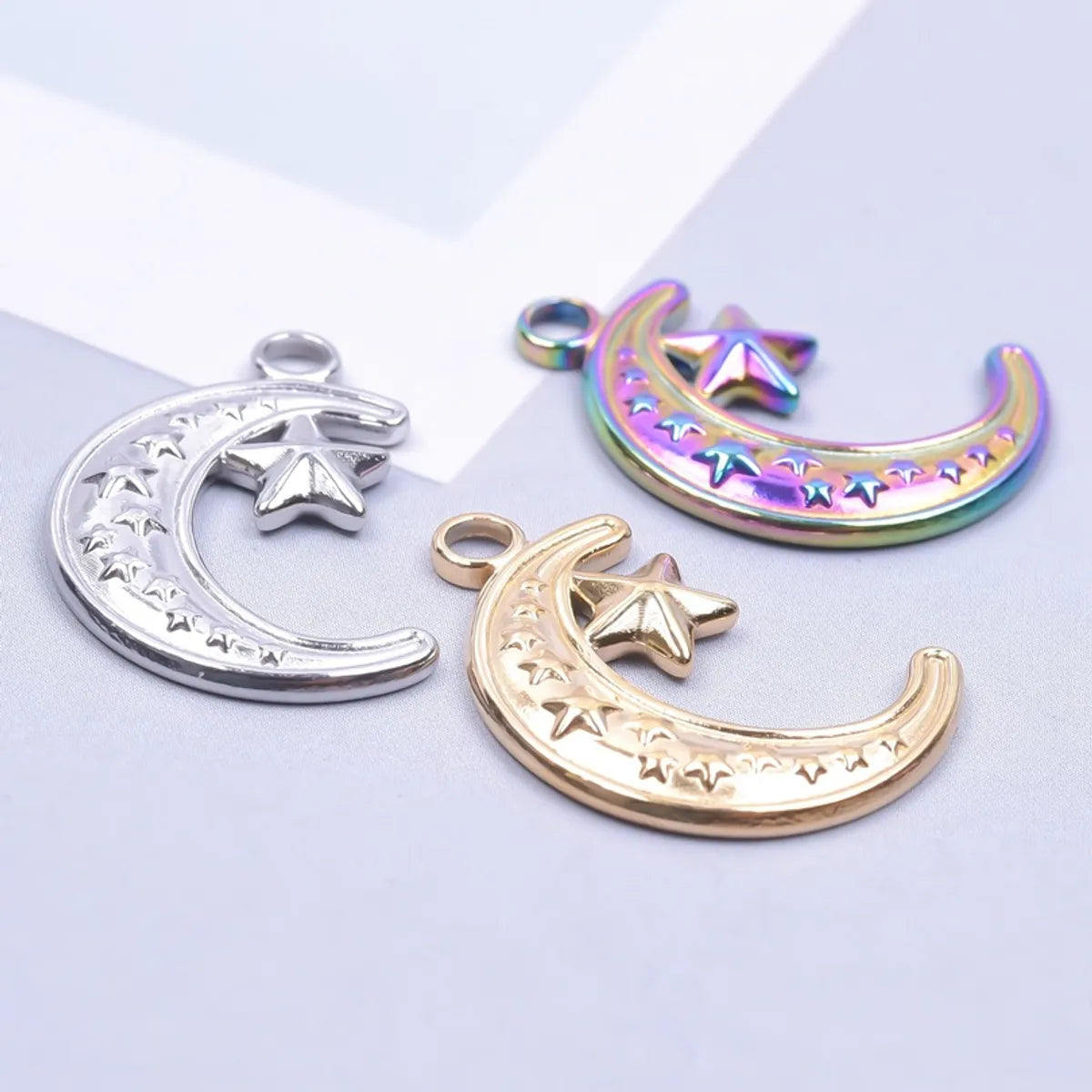 Wholesale Jewelry Simple Style Classic Style Moon 304 Stainless Steel Plating Pendant Necklace