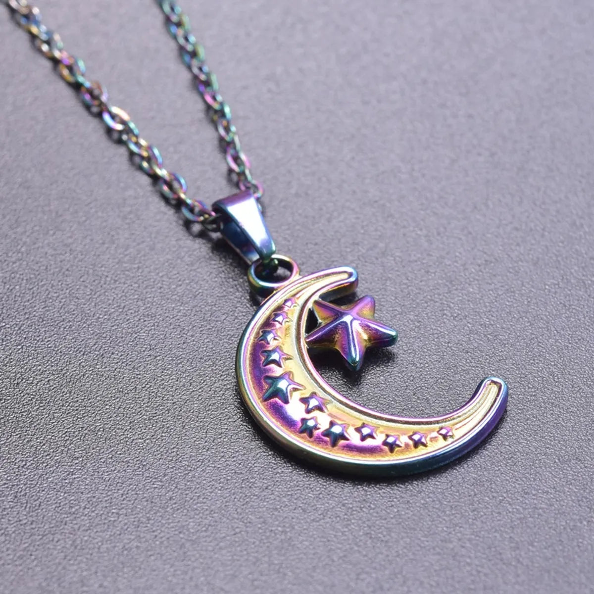 Wholesale Jewelry Simple Style Classic Style Moon 304 Stainless Steel Plating Pendant Necklace