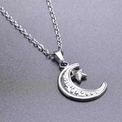 Wholesale Jewelry Simple Style Classic Style Moon 304 Stainless Steel Plating Pendant Necklace