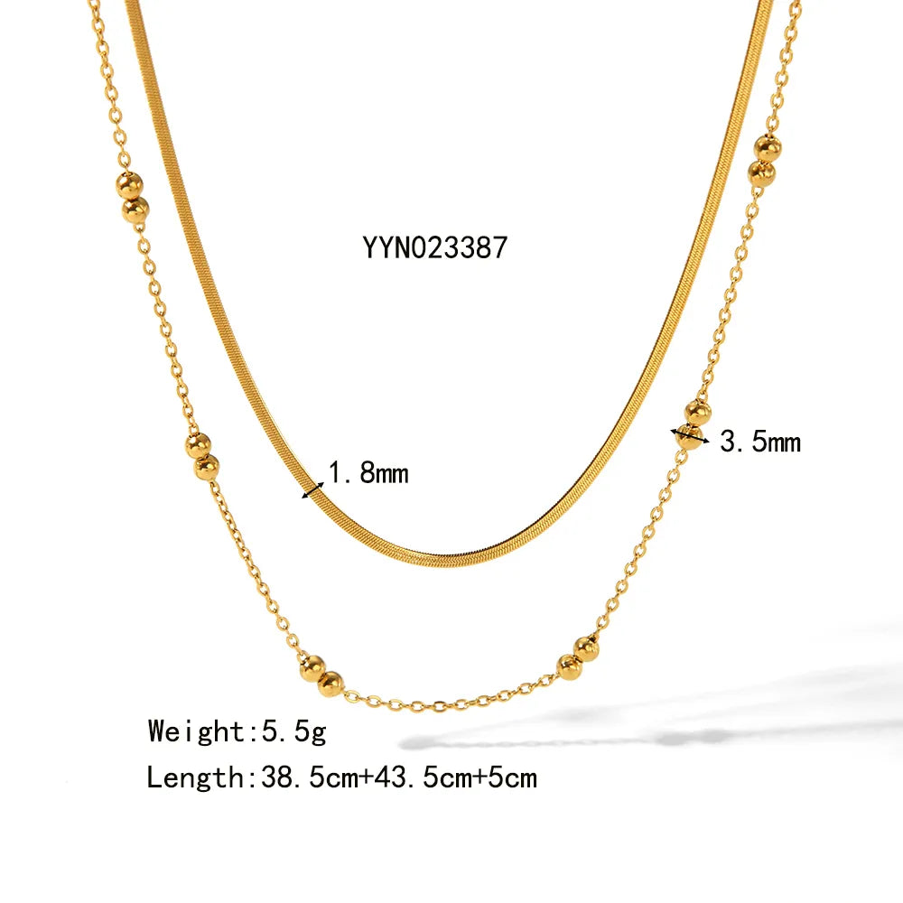 Wholesale Jewelry Simple Style Classic Style Necklace 201 Stainless Steel 304 Stainless Steel 18K Gold Plated Layered Plating Layered Necklaces