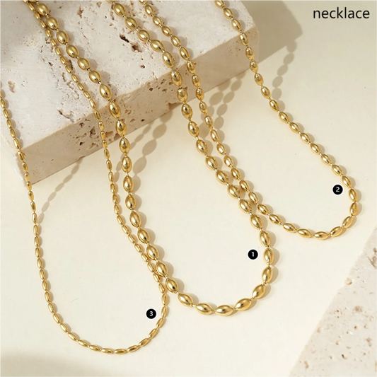 Wholesale Jewelry Simple Style Classic Style Oval 304 Stainless Steel 14K Gold Plated Polishing Plating Necklace