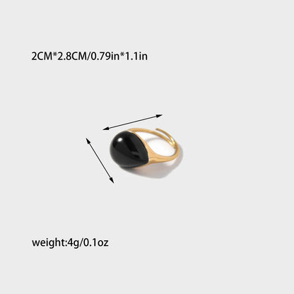 Wholesale Jewelry Simple Style Classic Style Oval 304 Stainless Steel Natural Stone 14K Gold Plated Plating Inlay Rings