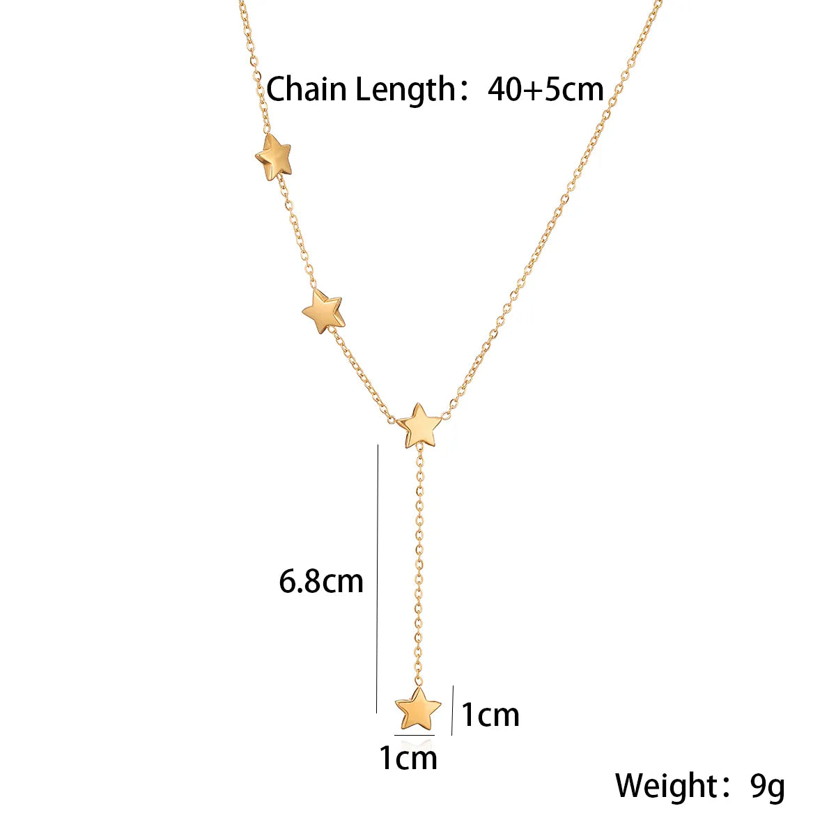 Wholesale Jewelry Simple Style Classic Style Pentagram 304 Stainless Steel 18K Gold Plated Plating Pendant Necklace