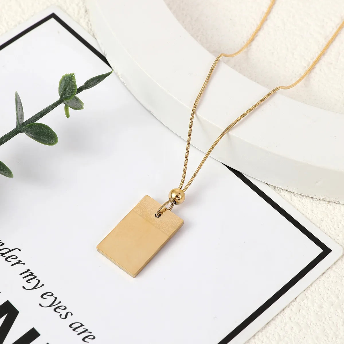 Wholesale Jewelry Simple Style Classic Style Rectangle 304 Stainless Steel Plating Pendant Necklace