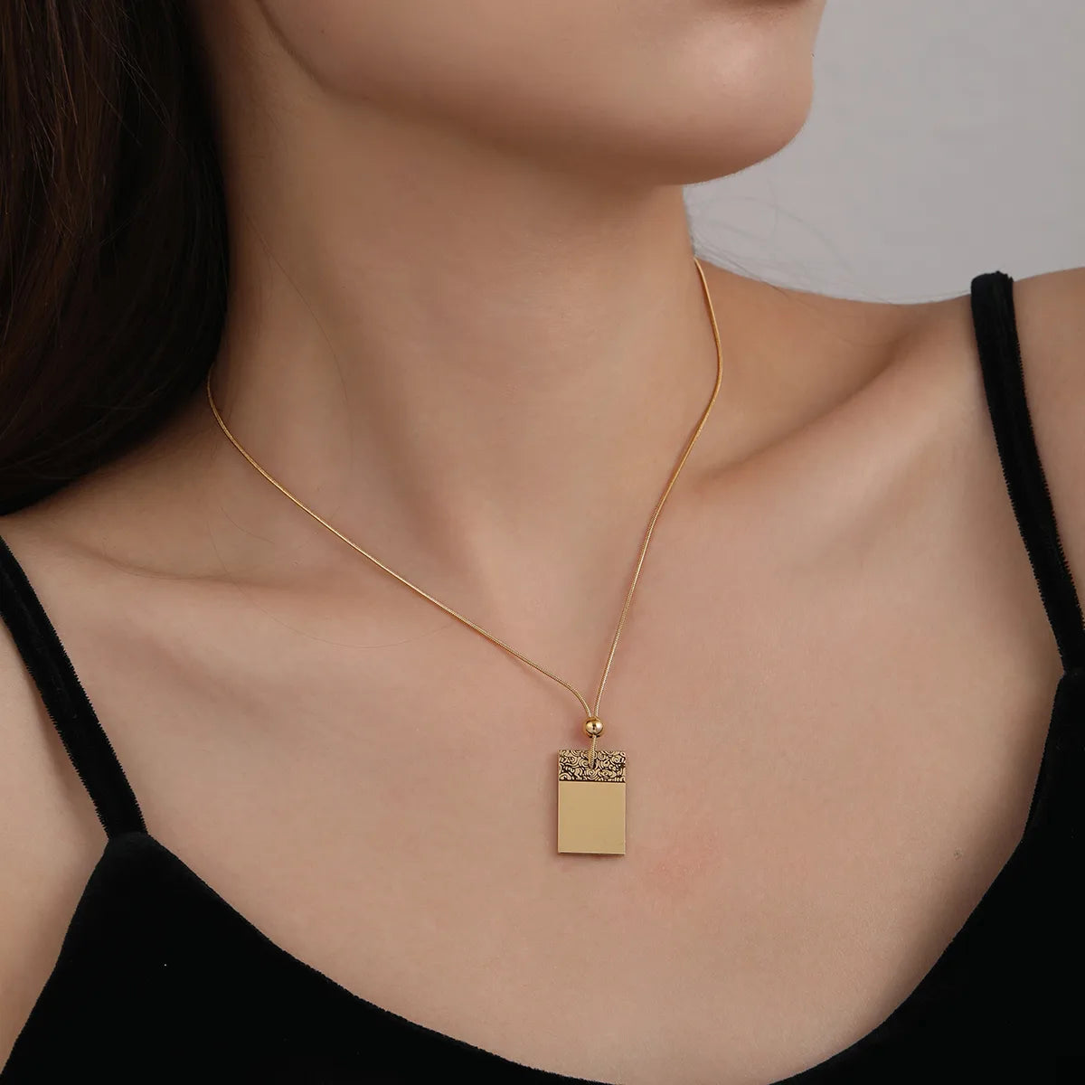 Wholesale Jewelry Simple Style Classic Style Rectangle 304 Stainless Steel Plating Pendant Necklace