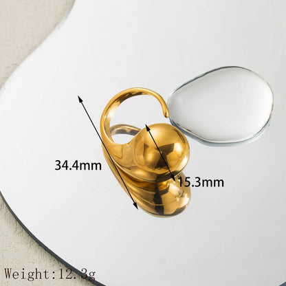 Wholesale Jewelry Simple Style Classic Style Round 304 Stainless Steel 18K Gold Plated Plating Open Rings