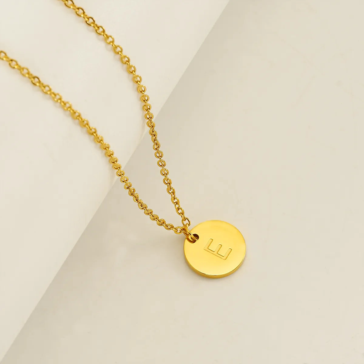 Wholesale Jewelry Simple Style Classic Style Round 304 Stainless Steel 18K Gold Plated Plating Pendant Necklace