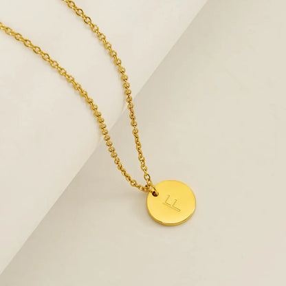 Wholesale Jewelry Simple Style Classic Style Round 304 Stainless Steel 18K Gold Plated Plating Pendant Necklace