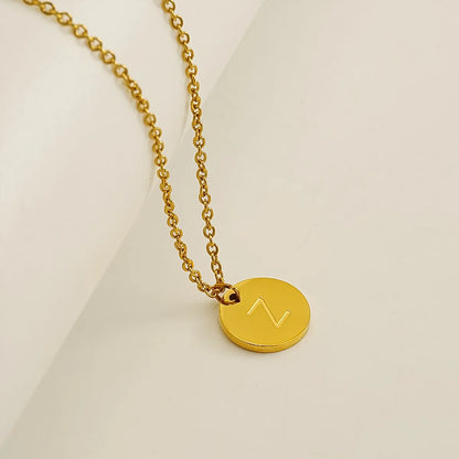 Wholesale Jewelry Simple Style Classic Style Round 304 Stainless Steel 18K Gold Plated Plating Pendant Necklace