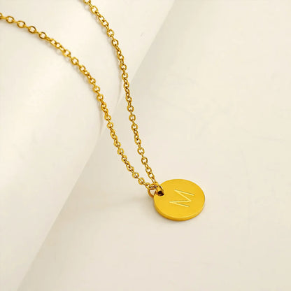 Wholesale Jewelry Simple Style Classic Style Round 304 Stainless Steel 18K Gold Plated Plating Pendant Necklace