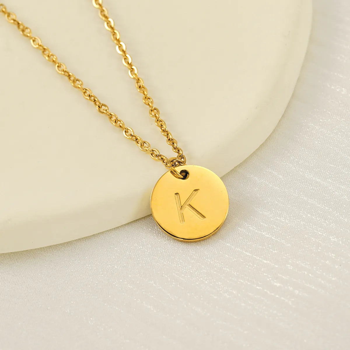 Wholesale Jewelry Simple Style Classic Style Round 304 Stainless Steel 18K Gold Plated Plating Pendant Necklace