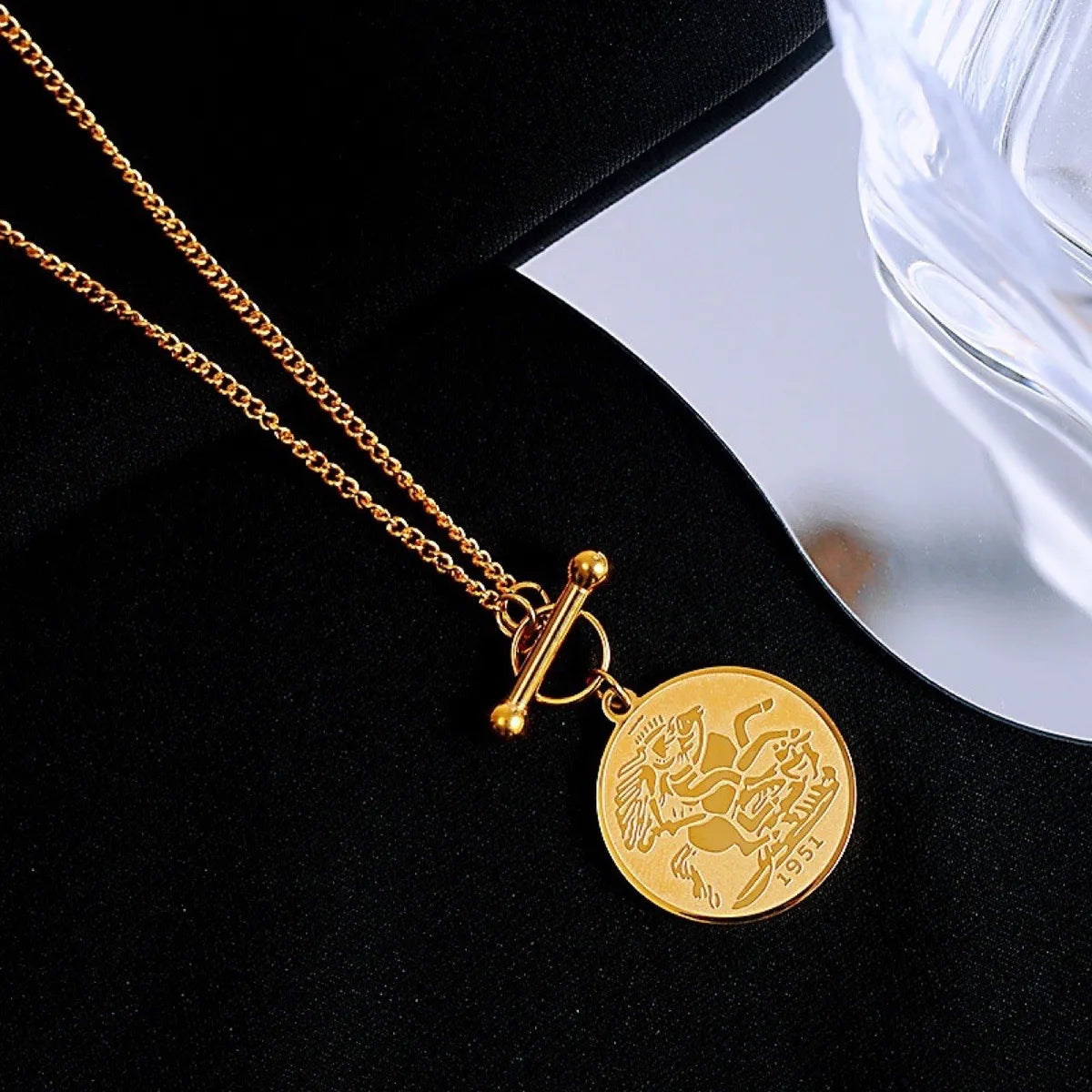 Wholesale Jewelry Simple Style Classic Style Round 304 Stainless Steel 18K Gold Plated Plating Pendant Necklace