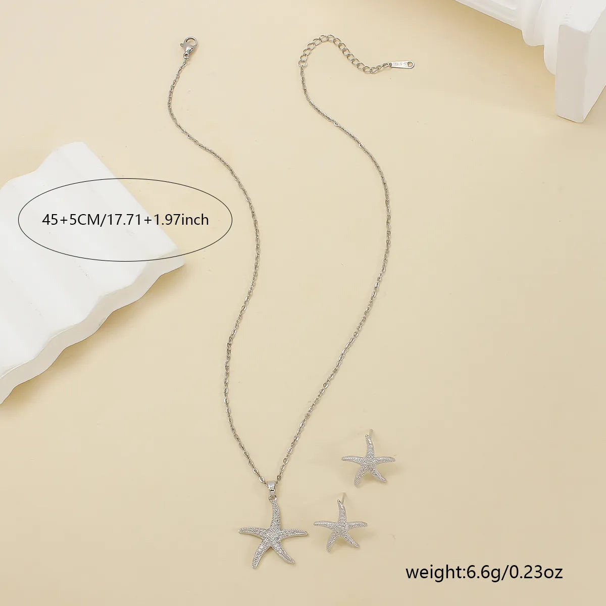 Wholesale Jewelry Simple Style Classic Style Shiny Starfish 304 Stainless Steel Zircon 18K Gold Plated Plating Inlay Jewelry Set