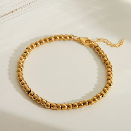 Wholesale Jewelry Simple Style Classic Style Solid Color 201 Stainless Steel 18K Gold Plated Beaded Bracelets Necklace