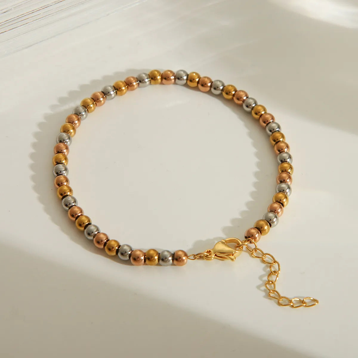 Wholesale Jewelry Simple Style Classic Style Solid Color 201 Stainless Steel 18K Gold Plated Beaded Bracelets Necklace