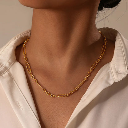 Wholesale Jewelry Simple Style Classic Style Solid Color 201 Stainless Steel 18K Gold Plated Handmade Layered Necklaces