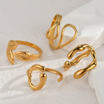 Wholesale Jewelry Simple Style Classic Style Solid Color 304 Stainless Steel 14K Gold Plated Criss Cross Plating Rings