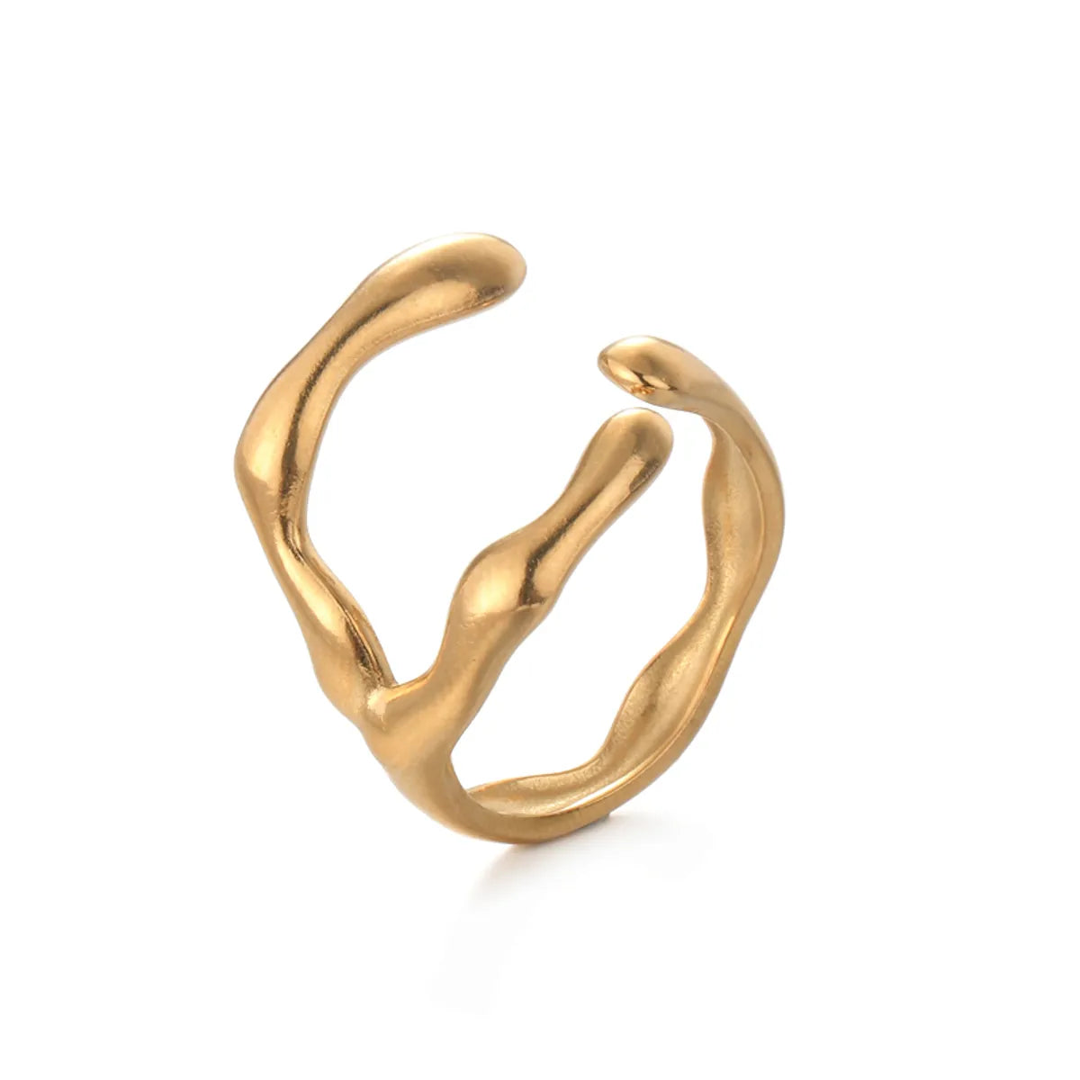 Wholesale Jewelry Simple Style Classic Style Solid Color 304 Stainless Steel 14K Gold Plated Criss Cross Plating Rings