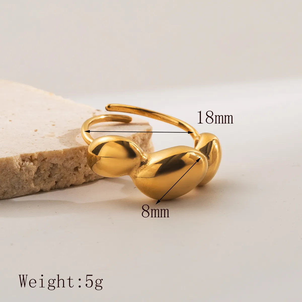 Wholesale Jewelry Simple Style Classic Style Solid Color 304 Stainless Steel 18K Gold Plated Plating Open Rings