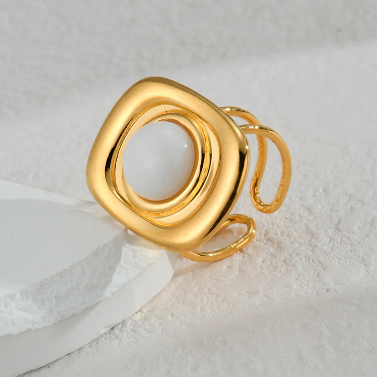 Wholesale Jewelry Simple Style Classic Style Solid Color 304 Stainless Steel 18K Gold Plated Plating Rings