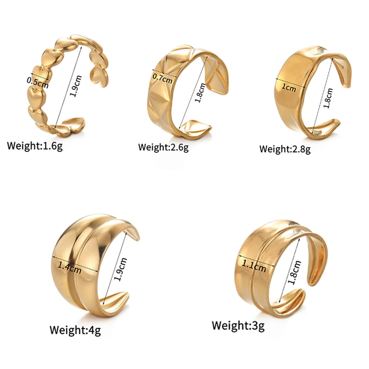 Wholesale Jewelry Simple Style Classic Style Solid Color 304 Stainless Steel Plating Rings