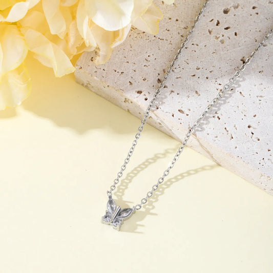 Wholesale Jewelry Simple Style Classic Style Solid Color 304 Stainless Steel Rhinestones Inlay Pendant Necklace