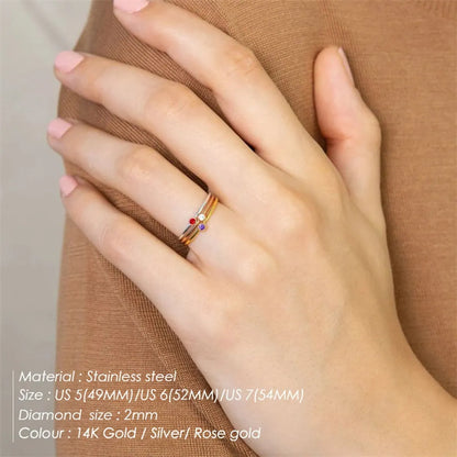 Wholesale Jewelry Simple Style Classic Style Solid Color 304 Stainless Steel Rhinestones Inlay Rings