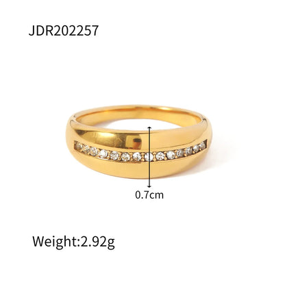 Wholesale Jewelry Simple Style Classic Style Solid Color 304 Stainless Steel Rhinestones Inlay Rings