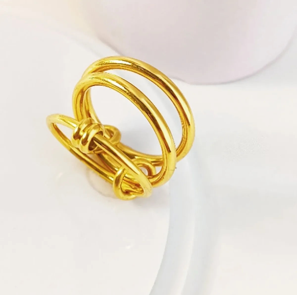 Wholesale Jewelry Simple Style Classic Style Solid Color 304 Stainless Steel Titanium Steel 18K Gold Plated Plating Rings