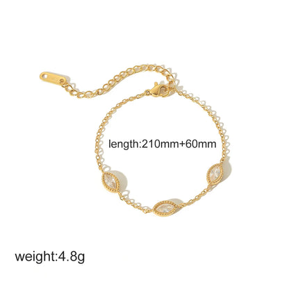 Wholesale Jewelry Simple Style Classic Style Solid Color 304 Stainless Steel Zircon 18K Gold Plated Plating Bracelets Anklet