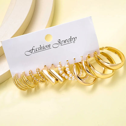 Wholesale Jewelry Simple Style Classic Style Solid Color Alloy Gold Plated Plating Earrings