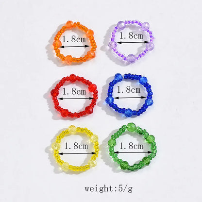 Wholesale Jewelry Simple Style Classic Style Solid Color Artificial Crystal Beaded Rings