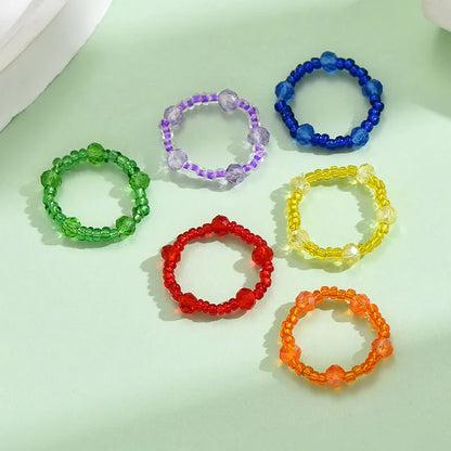 Wholesale Jewelry Simple Style Classic Style Solid Color Artificial Crystal Beaded Rings