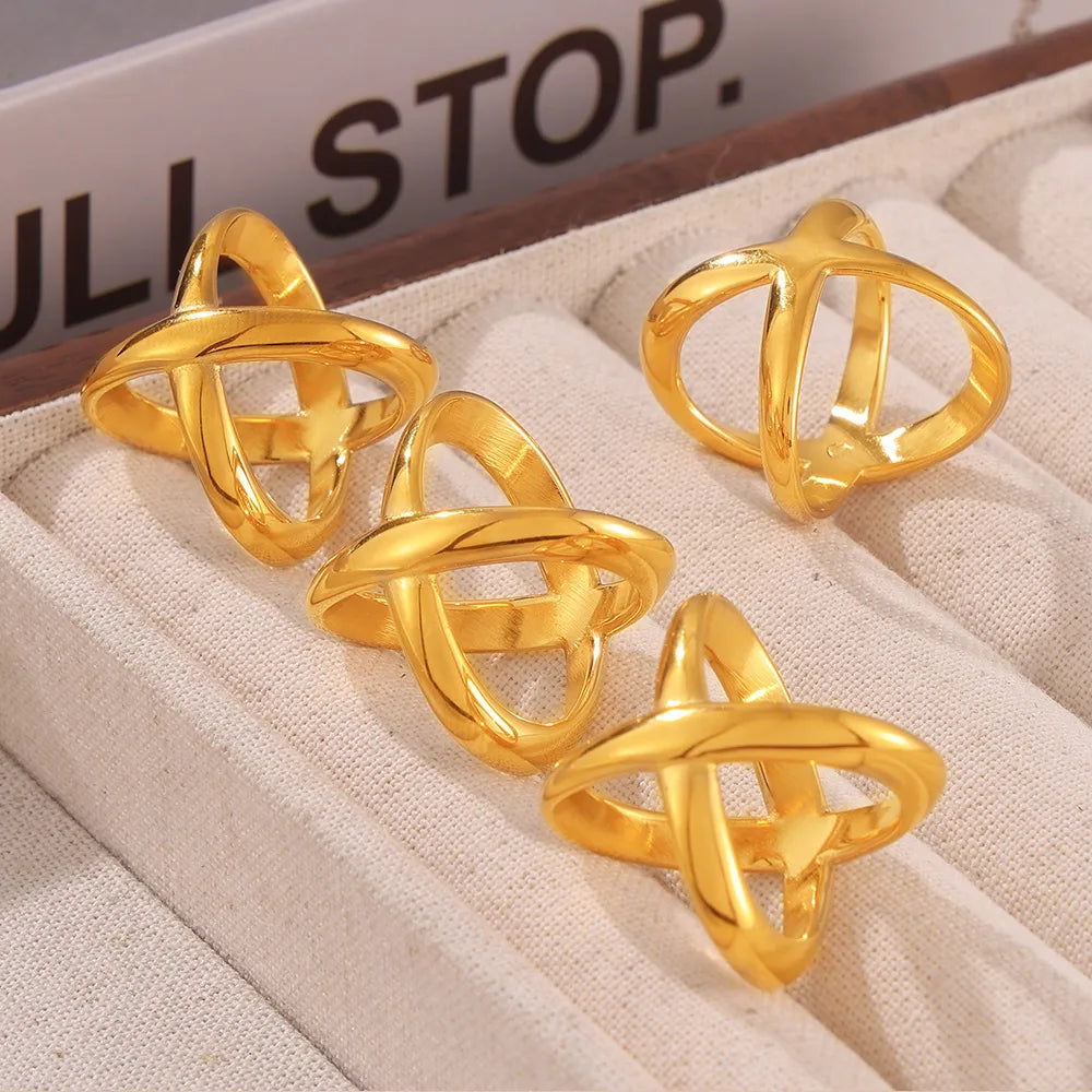 Wholesale Jewelry Simple Style Classic Style Solid Color Titanium Steel 18K Gold Plated Plating Rings