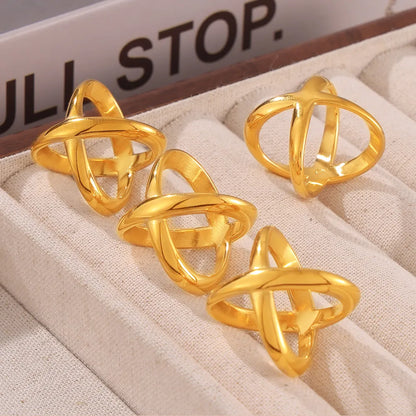 Wholesale Jewelry Simple Style Classic Style Solid Color Titanium Steel 18K Gold Plated Plating Rings