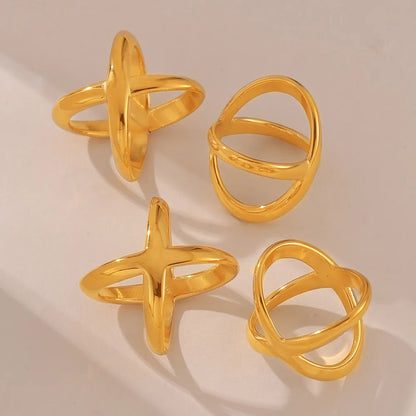 Wholesale Jewelry Simple Style Classic Style Solid Color Titanium Steel 18K Gold Plated Plating Rings