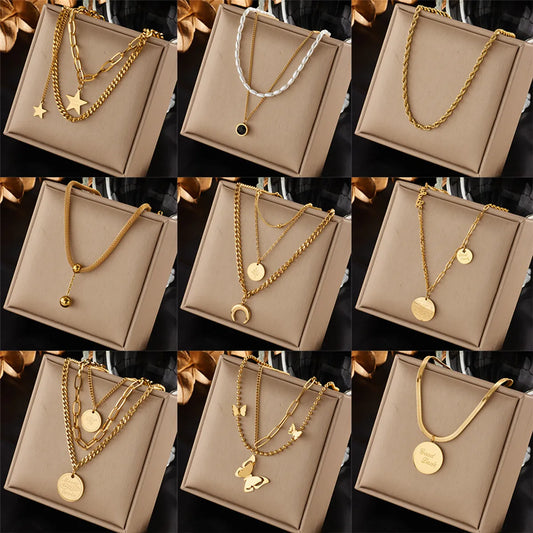 Wholesale Jewelry Simple Style Classic Style Solid Color Titanium Steel Plating Pendant Necklace