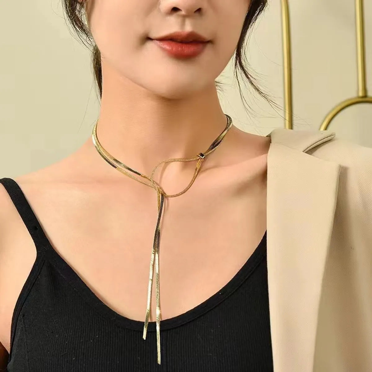 Wholesale Jewelry Simple Style Classic Style Solid Color Titanium Steel Plating Pendant Necklace