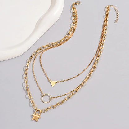 Wholesale Jewelry Simple Style Classic Style Solid Color Zinc Alloy Gold Plated Plating Layered Necklaces